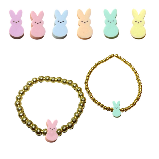 Bunny Bracelet - Gold Beaded Bunny Bracelet 16 Bracelets Easter24 Anthologie Co.