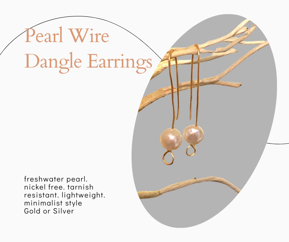 Pearl Wire Dangle Earrings