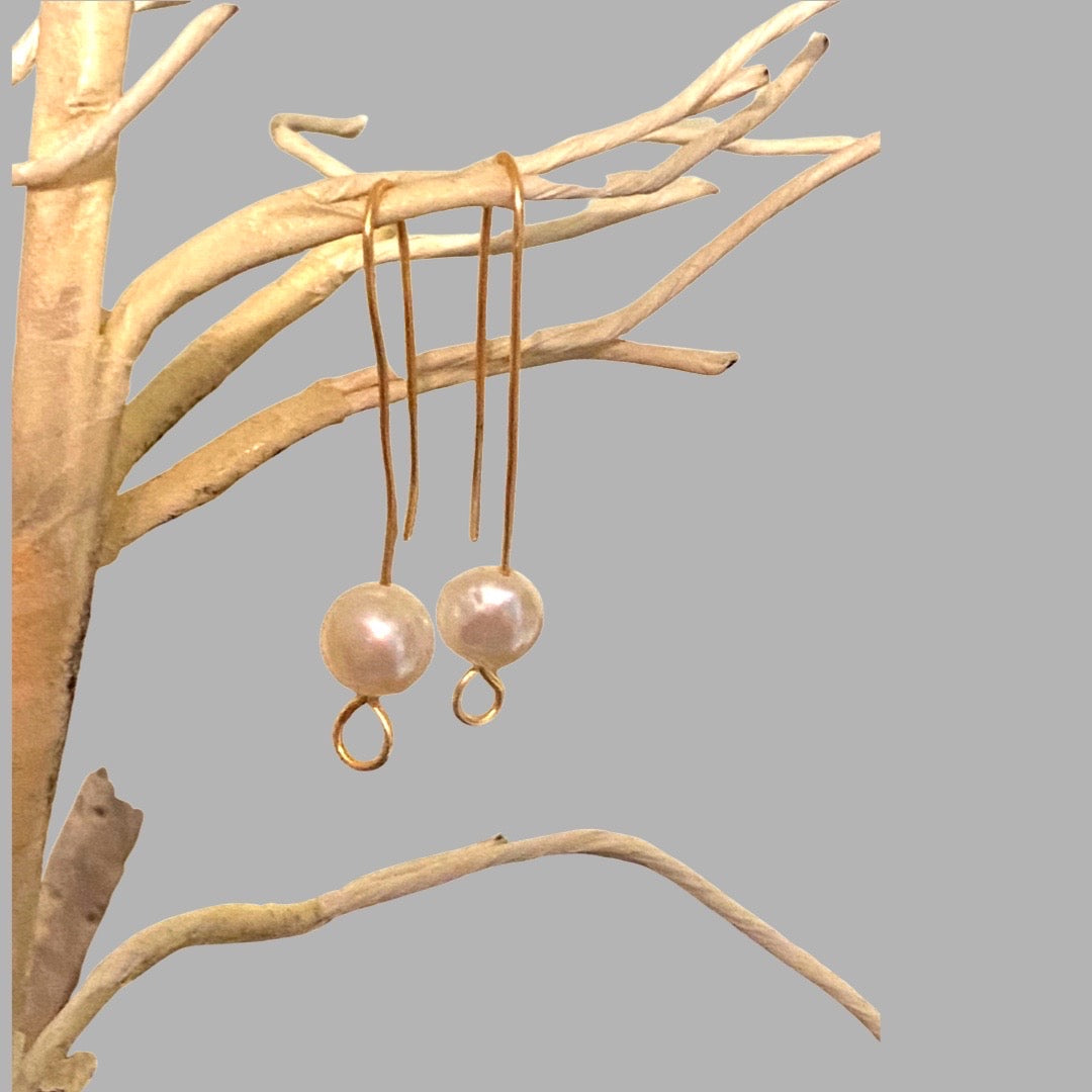 Pearl Wire Dangle Earrings